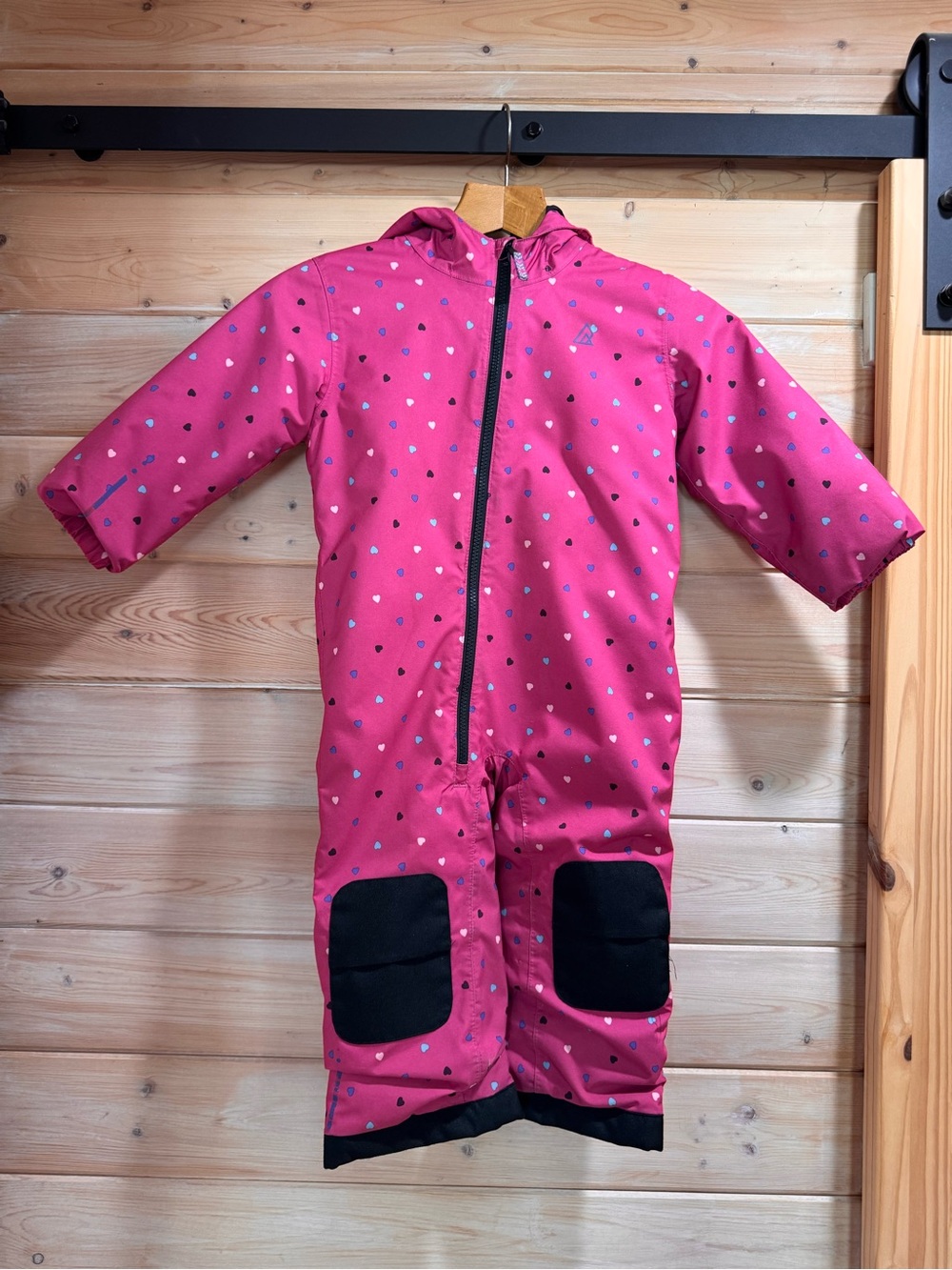 Kids Ripzone Pink Hooded All-in-One Snowsuit with Heart Print 3T